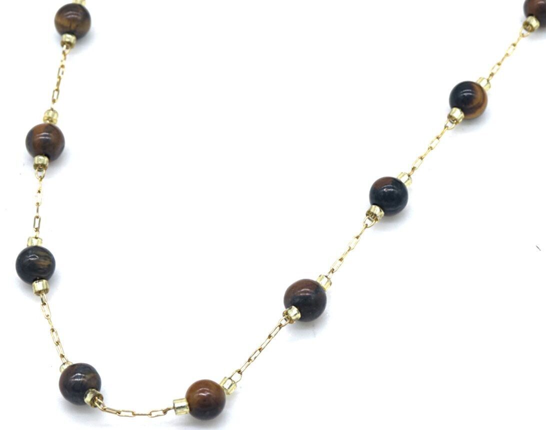 B-A16.3 N835-025G S.Collana in acciaio con occhio di tigre