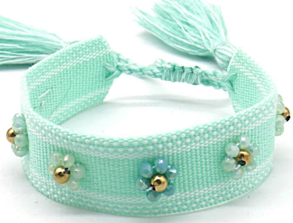 B-F21.1 B831-007-2 Bracciale in corda con S.Perline in acciaio blu