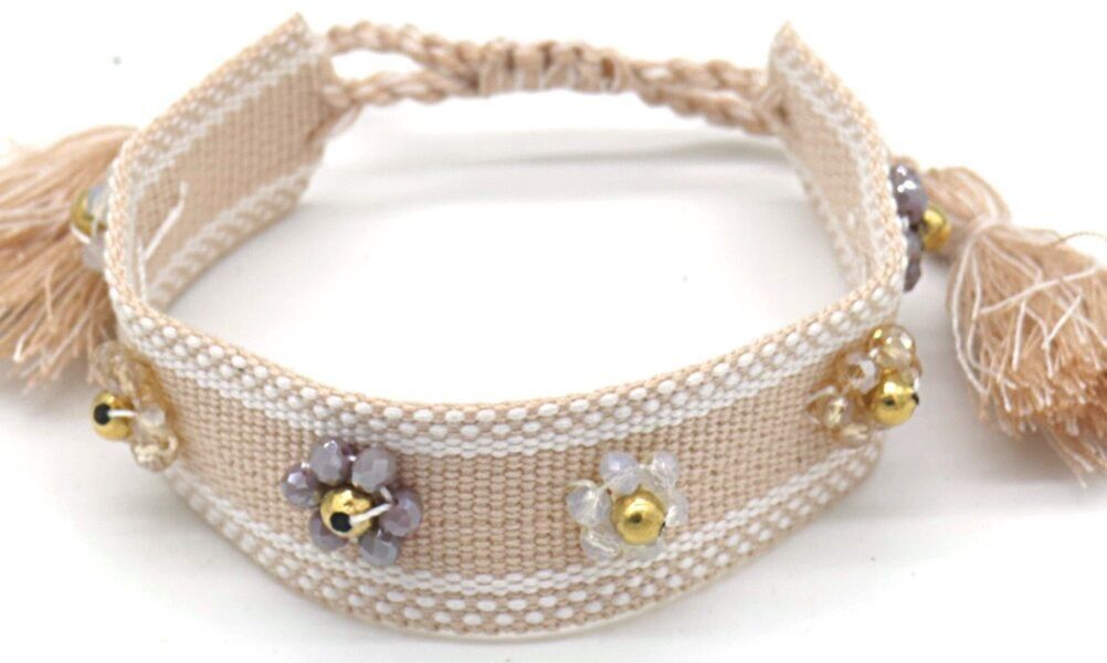 C-F2.3 B831-007-8 Bracciale in corda con S.Perline in acciaio marrone