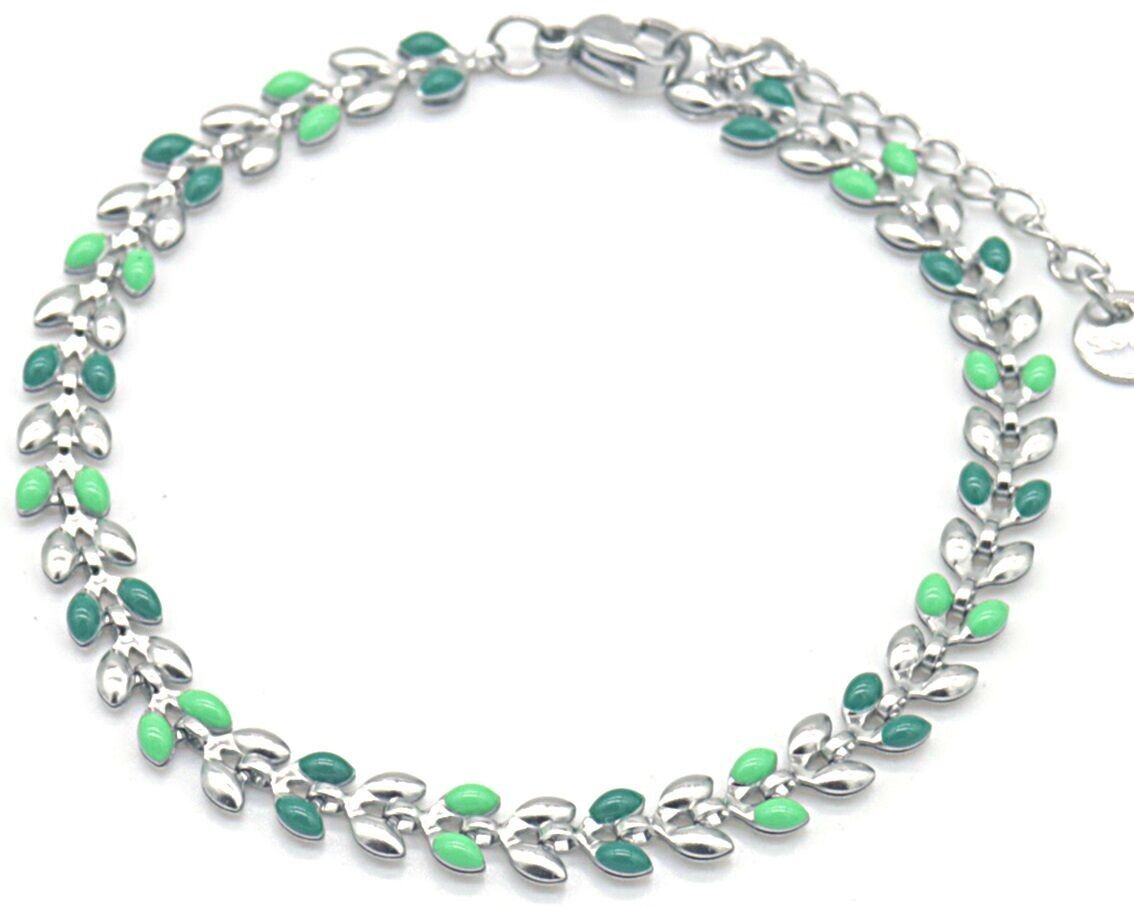 B-A17.3 B835-034S S.Bracciale in acciaio Foglie verdi
