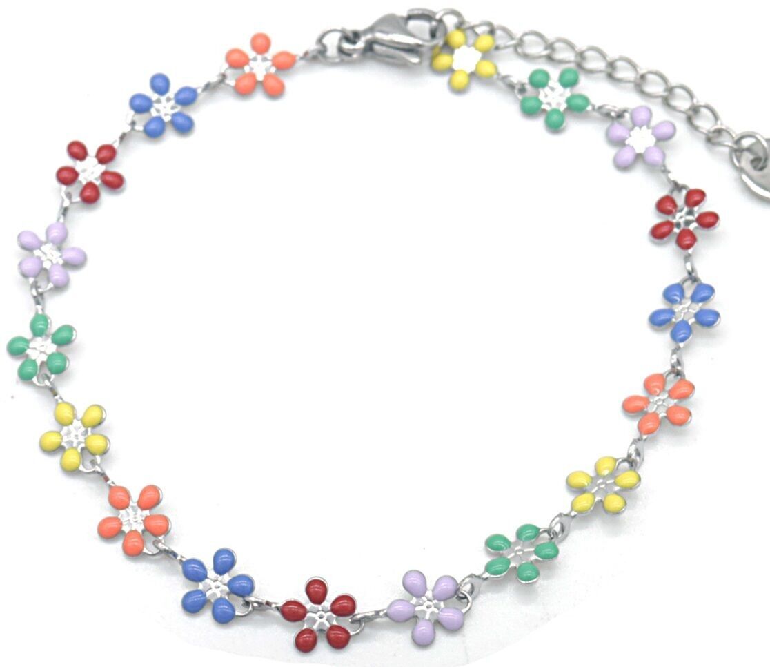 B-A19.1 B835-036S S.Bracciale in acciaio fiori multi