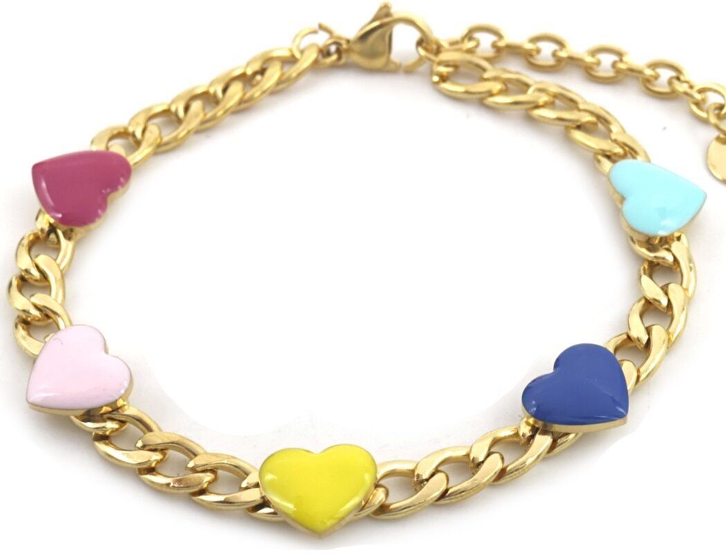 B-D22.2 B835-039G S.Bracciale in acciaio Cuori Multi