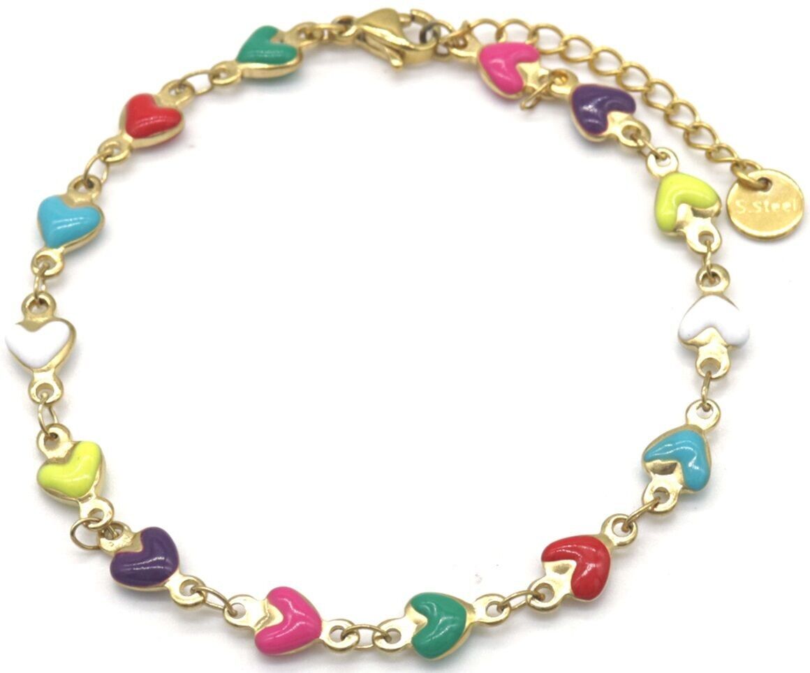 F-D2.3 B835-031G S.Bracciale in acciaio Cuori Multi