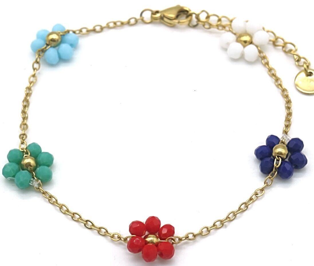 F-E8.3 B835-033G S.Bracciale in acciaio fiori multi