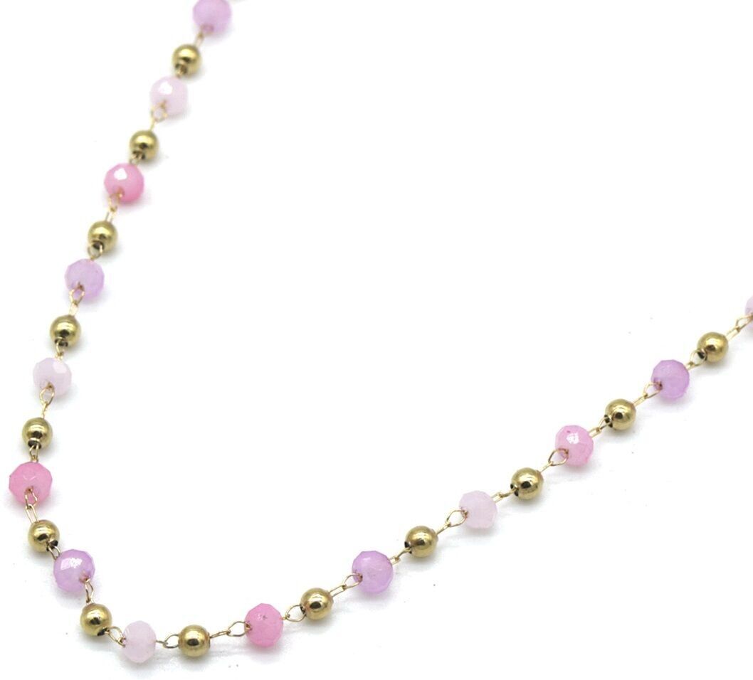 J-D6.3 N831-006-3 S.Collana in acciaio e perle di vetro - Lila