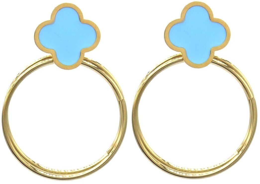 J-F5.2 E831-012-7 S.Orecchini in acciaio Trifoglio 4x3cm Blu