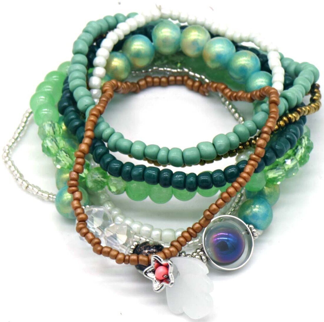 D-F24.2 B826-001-2 Set di braccialetti 8 pezzi verde