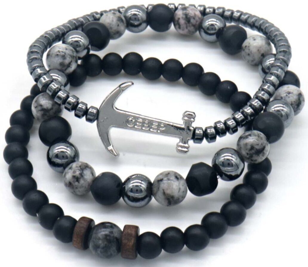 E-D14.2 B828-004 Set Bracciale Legno e Pietre
