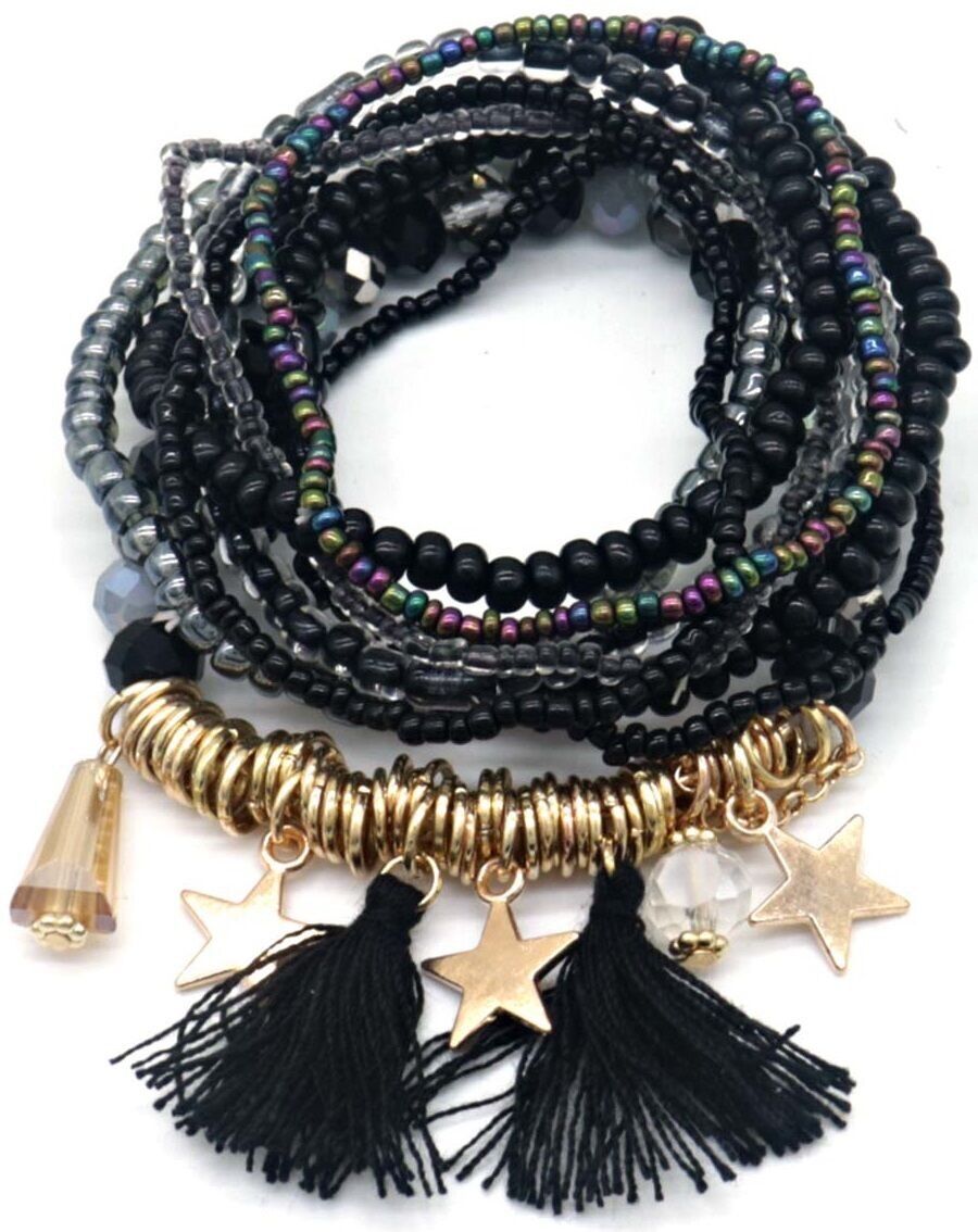 D-E24.1 B826-004-1 Set di braccialetti 9 pezzi neri