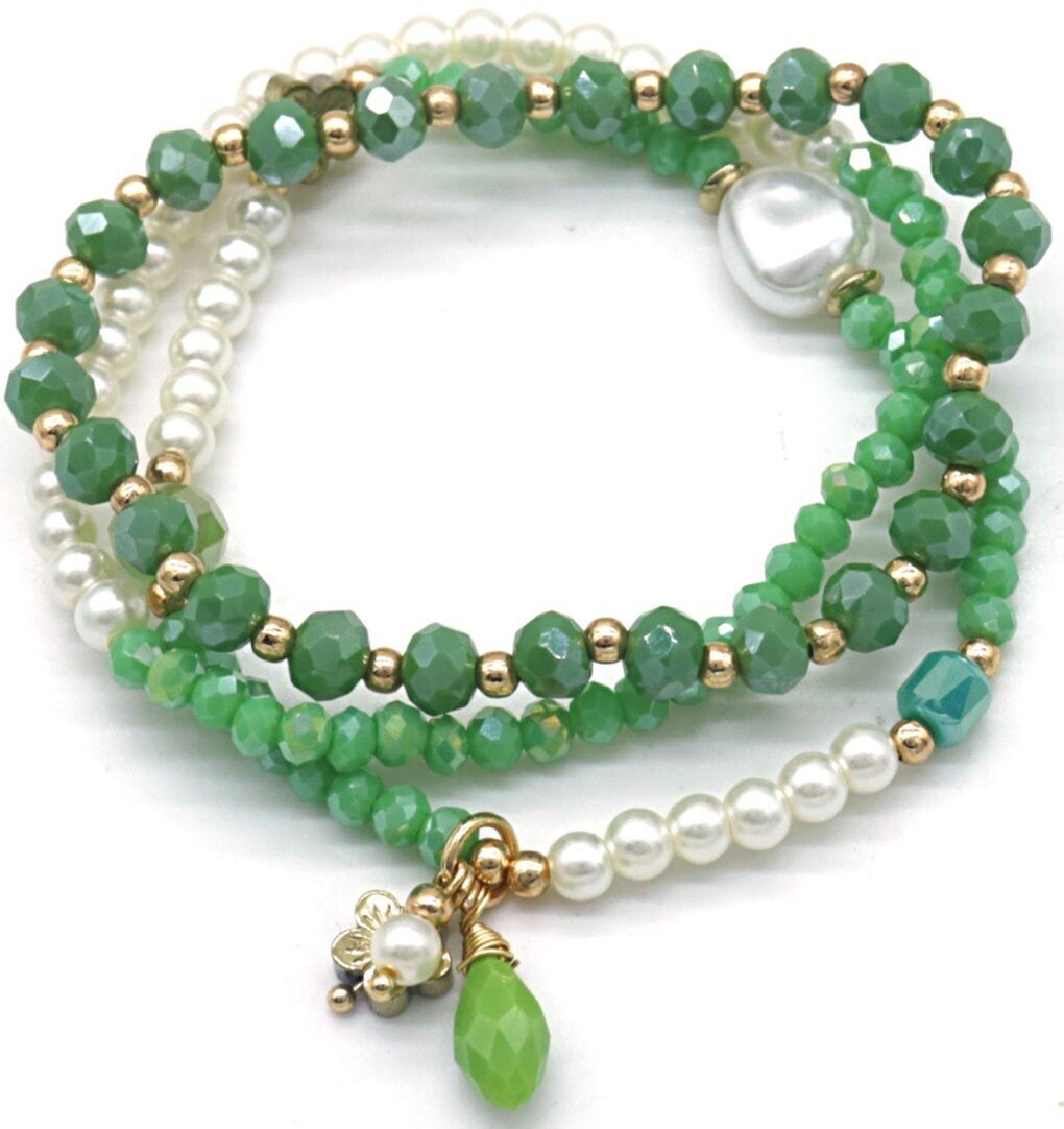 C-A2.2 B2374-022-1 Braccialetto Perle di vetro Verde
