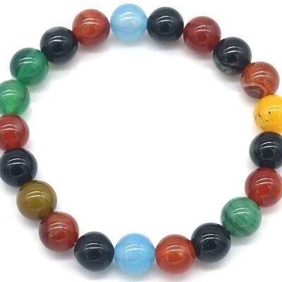 H-A15.2 B001-113 Pulsera de Piedras 10mm - Ágata Multicolor - 21cm