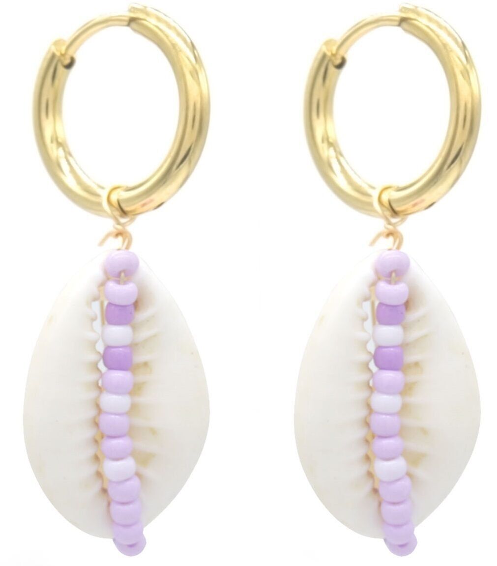 G-A20.4 E221-562-5 S. Orecchini in acciaio Conchiglia 3.5 cm viola