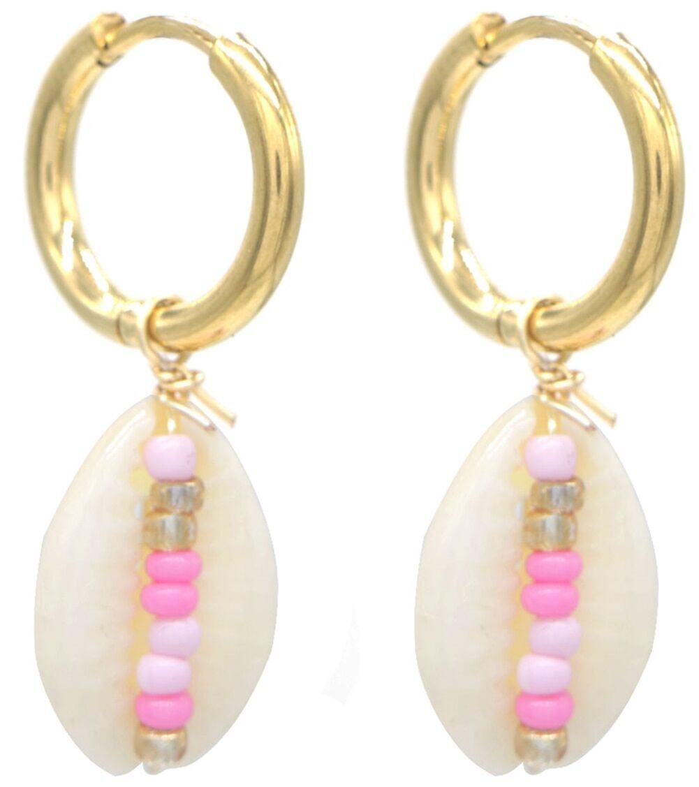 G-A18.2 E221-562-2 S. Orecchini in acciaio Conchiglia 3.5 cm Rosa