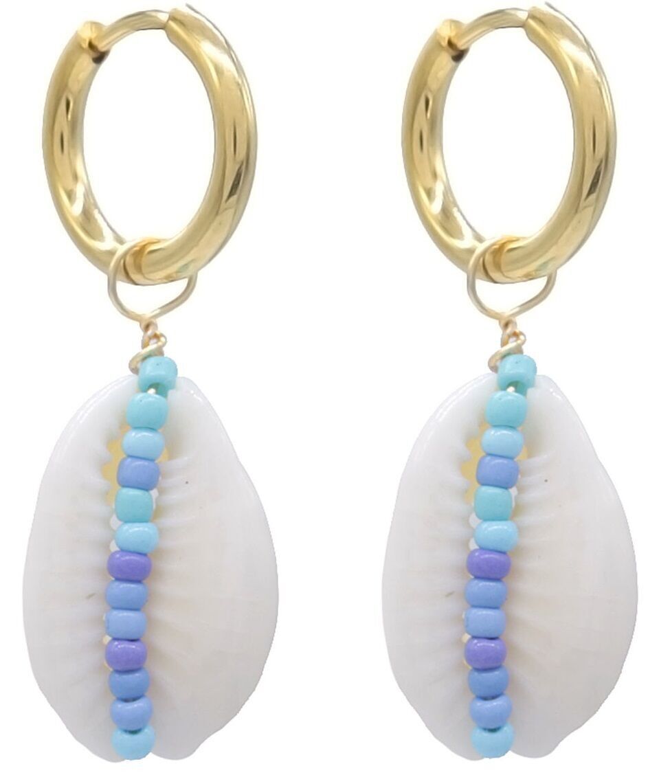 G-B20.3 E221-562-4 S. Orecchini in acciaio Conchiglia 3.5 cm Blu