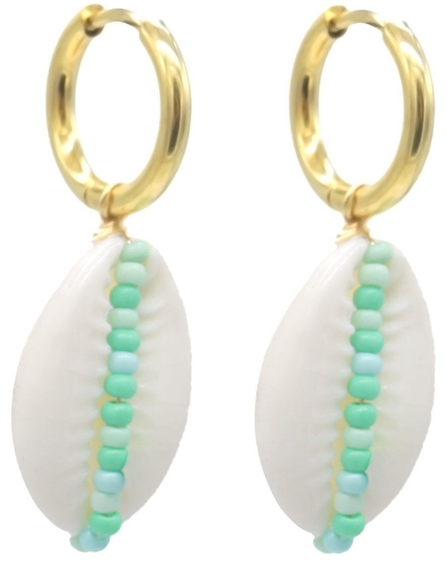 Sol-A6.3 E221-562-6 S. Orecchini in acciaio Conchiglia 3.5 cm Verde