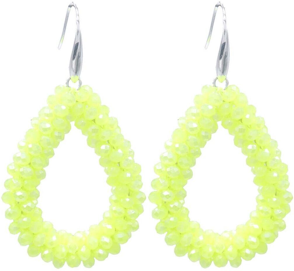 A-F15.1 E007-001-27 Perle di vetro sfaccettate 4.5x3.5 cm Giallo