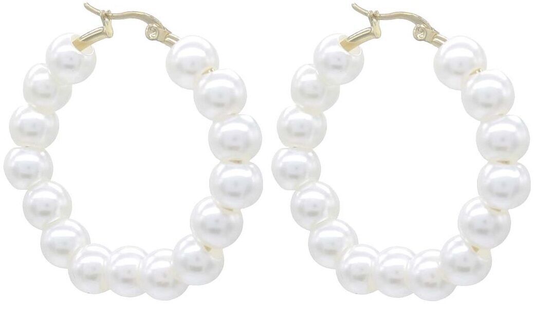 D-E2.2 E015-014G-L S. Orecchini in acciaio Perle 4.5cm