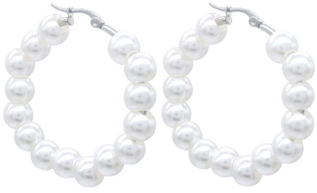 E-C4.5 E015-014L-S S. Orecchini in acciaio Perle 4.5cm