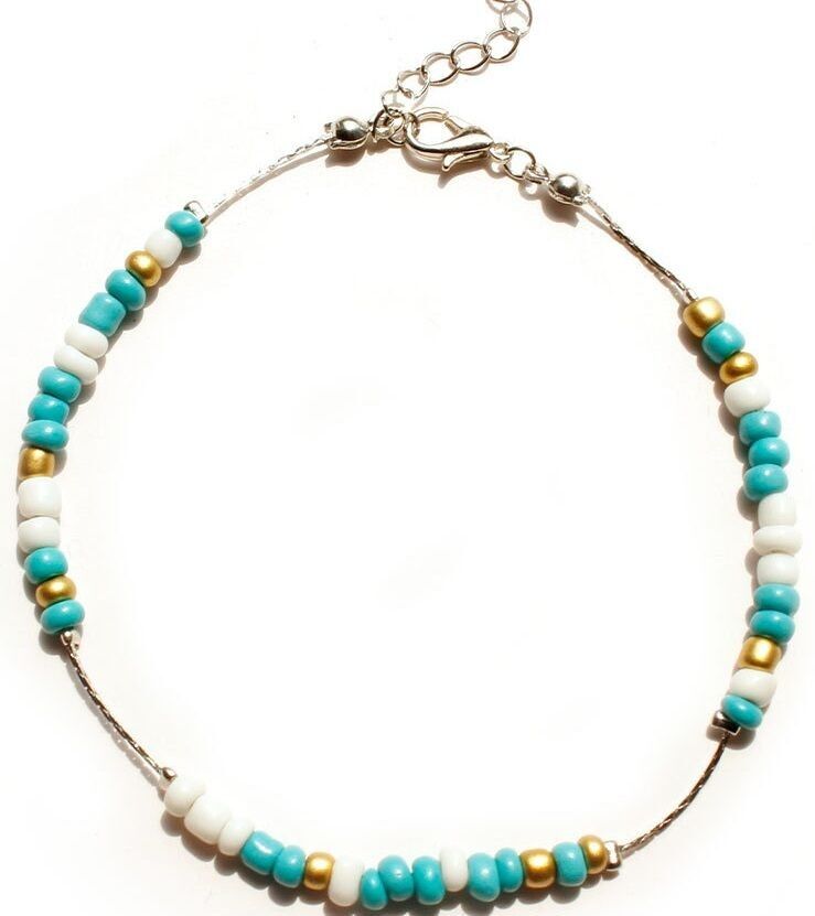 I-B20.3 ANK830-042 Cavigliera con perline blu