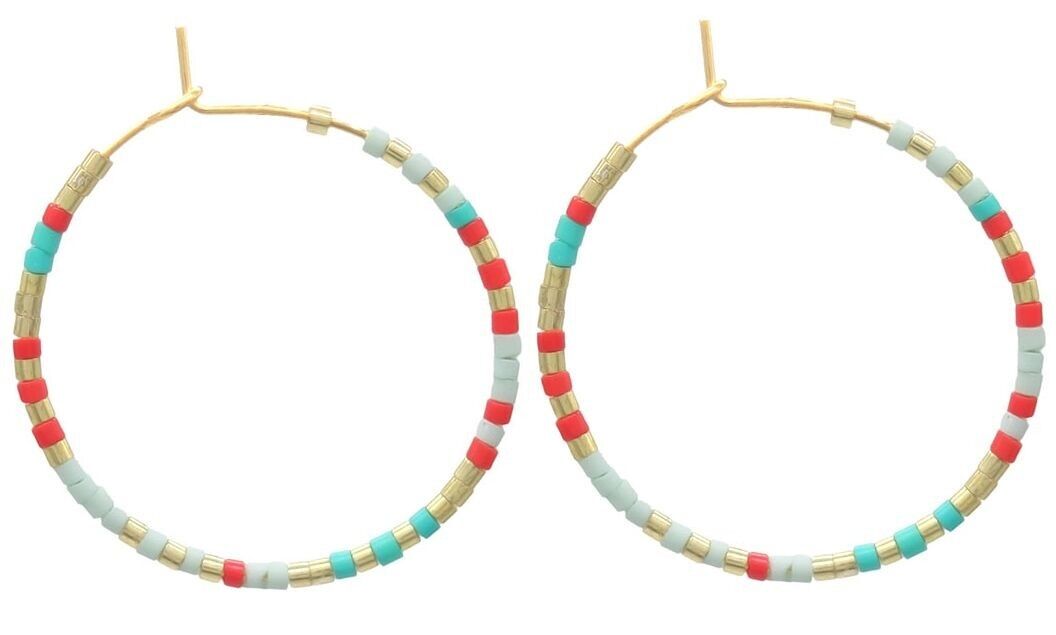 J-B8.1 E221-565-1 S.Orecchino in acciaio con perle di vetro da 3 cm