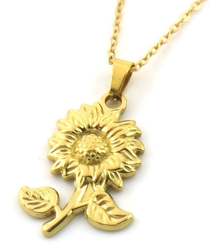 I-A8.2 N106-015G S.Collana in acciaio con ciondolo a forma di fiore da 3 cm