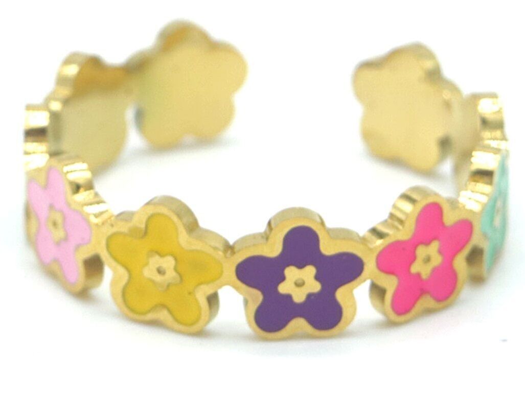 H-B20.4 R101-001G S.Anello in acciaio con fiori regolabile