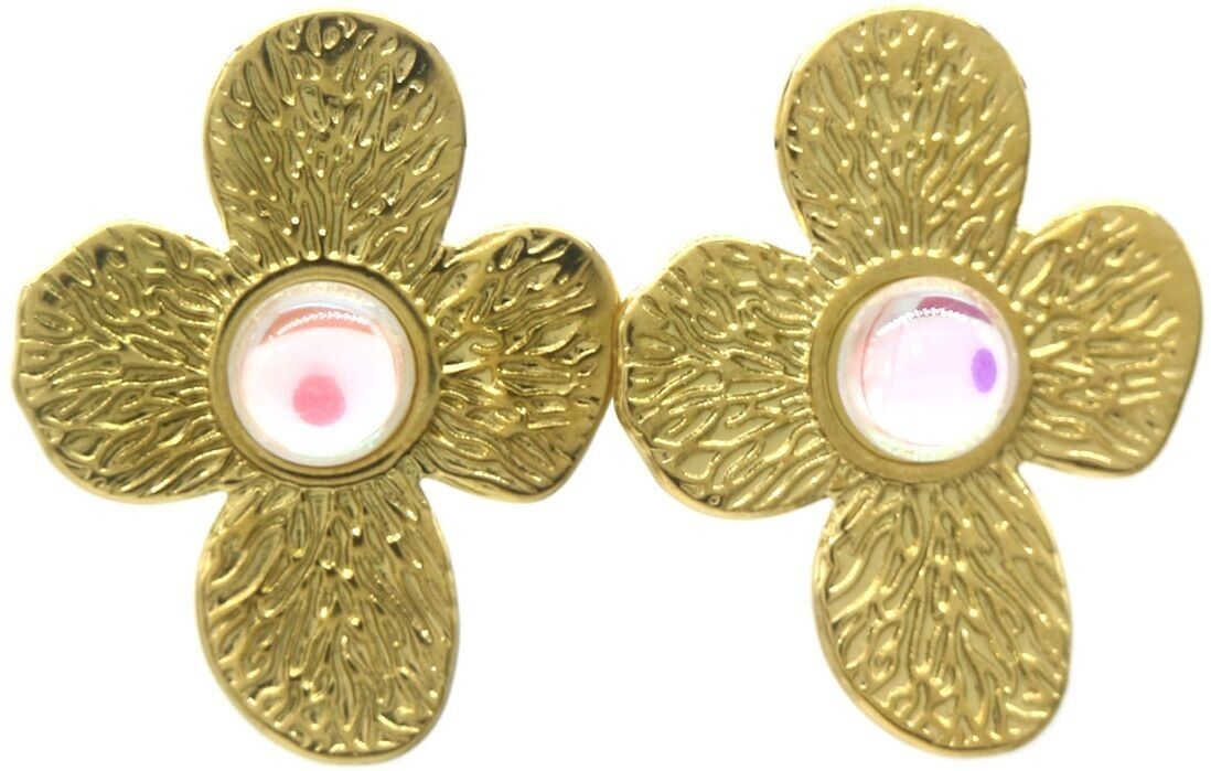 G-E22.1 E103-253G S. Orecchini in acciaio 3.Fiore da 5 cm