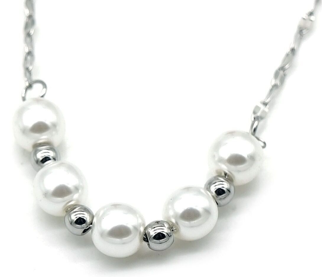 C-B23.2 N101-010S S.Collana in acciaio e perle