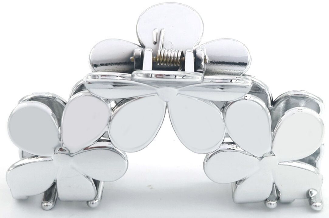 I-E20.3 H819-010-3 Pinza per capelli 9.Fiori 5cm Argento