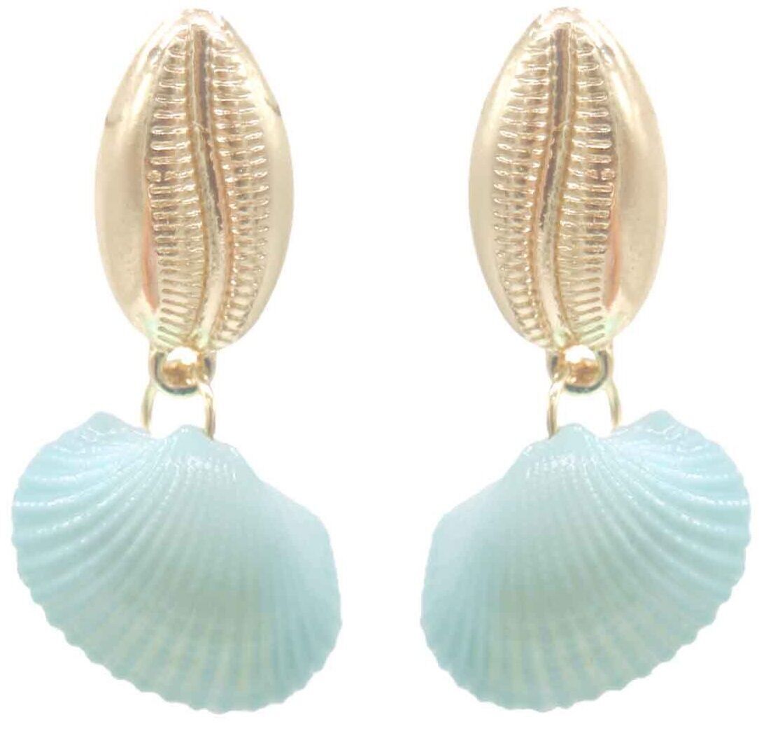 I-D21.3 E2431-005 Ohrringe Muschel 4cm Blau