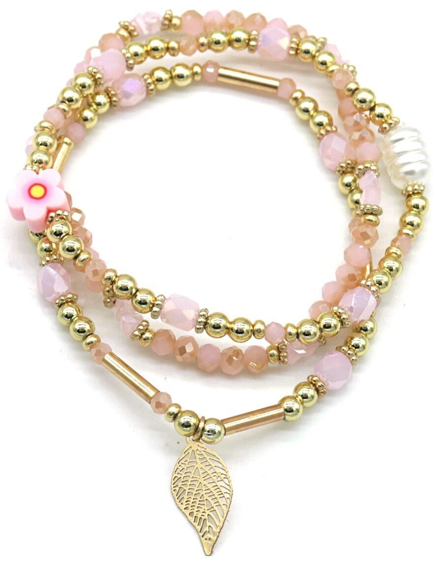 A-E16.1 B2374-029-2 Set bracciale perle di vetro