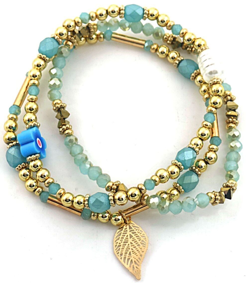 A-F15.2 B2374-029-1 Set bracciale perle di vetro