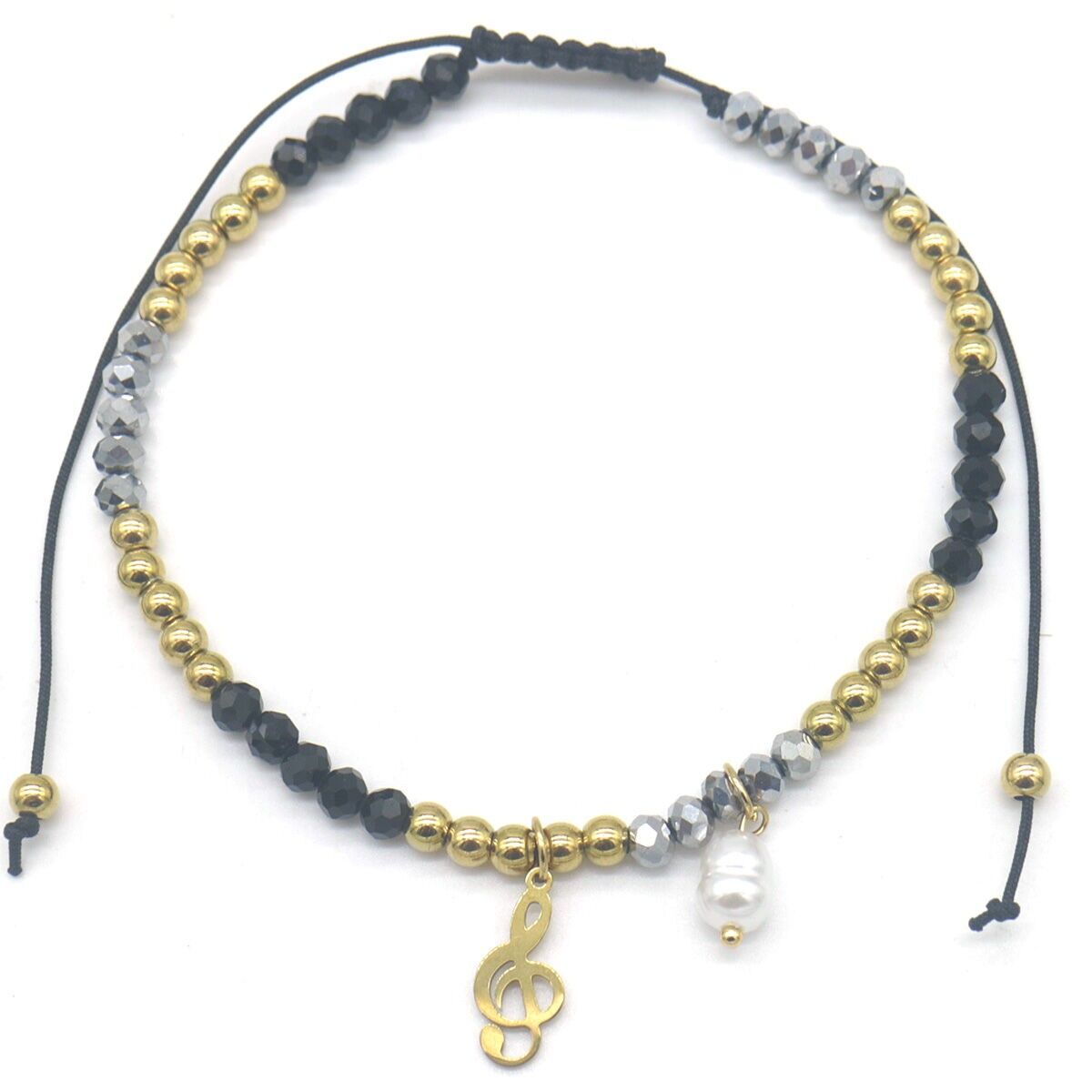 G-D15.3 ANK103-015-1 Cavigliera S.Perle di vetro in acciaio