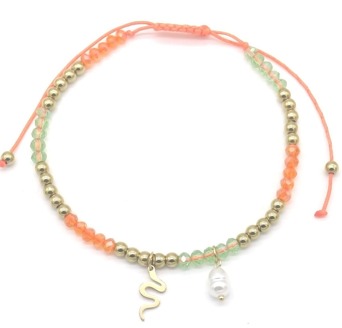 G-C14.2 ANK103-015-6 Cavigliera S.Perle di vetro in acciaio