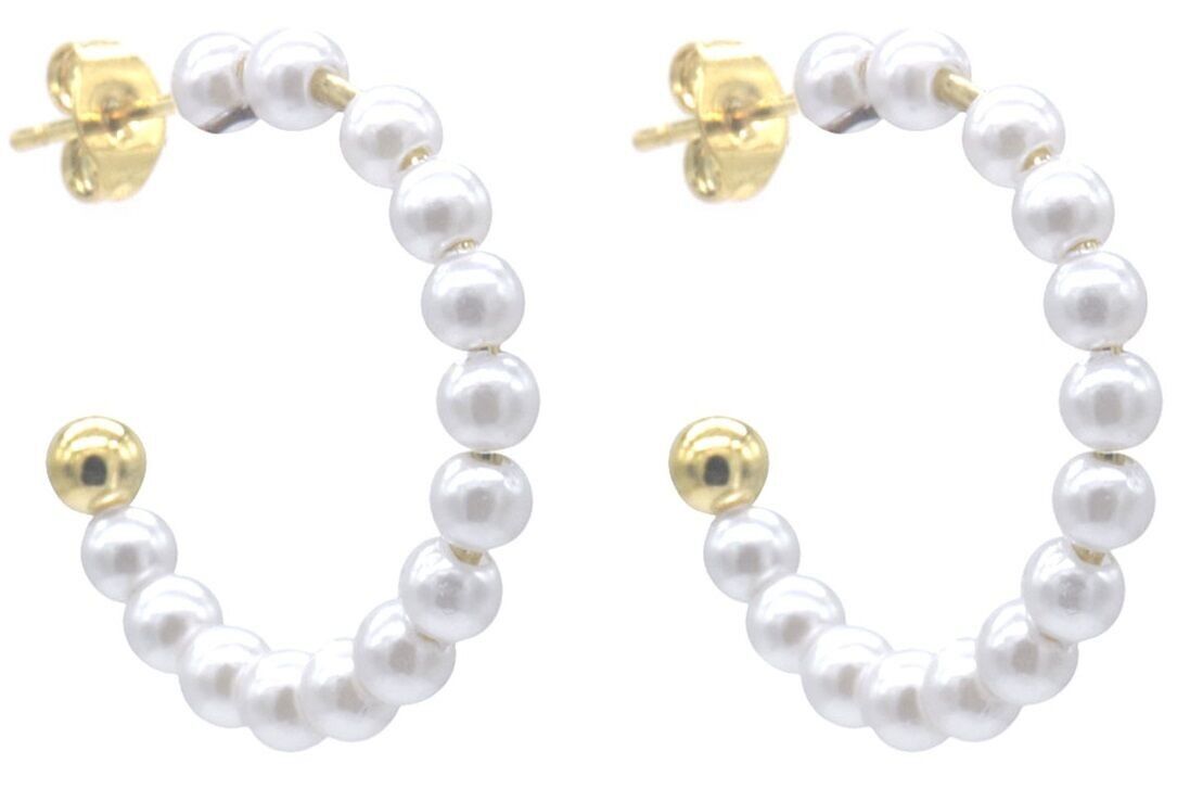 C-C21.1 E103-260G S. Orecchini in acciaio e perle 2.5cm