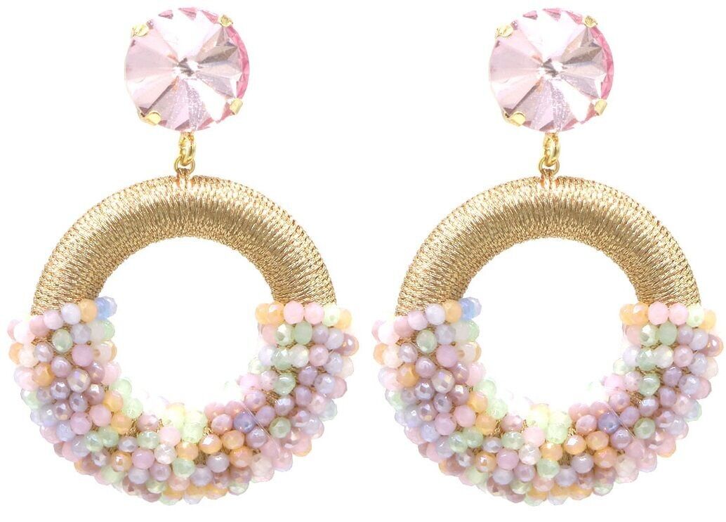 A-A2.2 E827-006-7 Orecchini con perle di vetro sfaccettate 5.5x4cm Multi