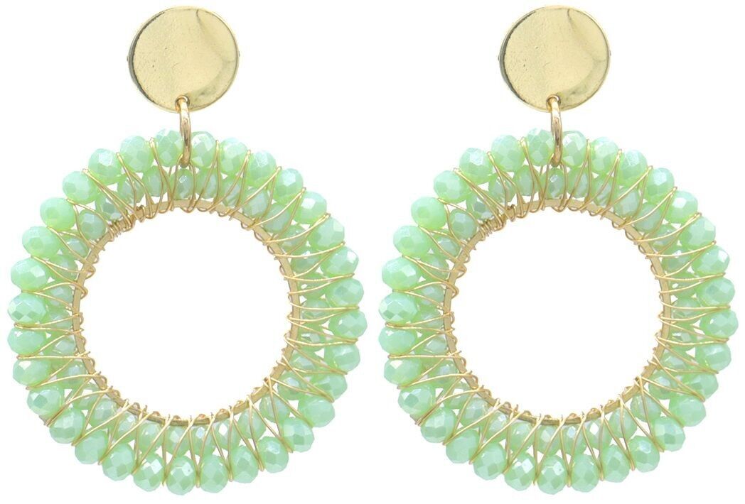 F-E11.1 E725-002-12 Orecchini Perle di Vetro Sfaccettato 5x4cm Verde