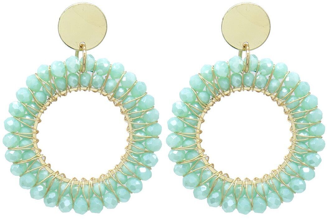 F-D16.1 E725-002-13 Orecchini Perle di Vetro Sfaccettato 5x4cm Blu