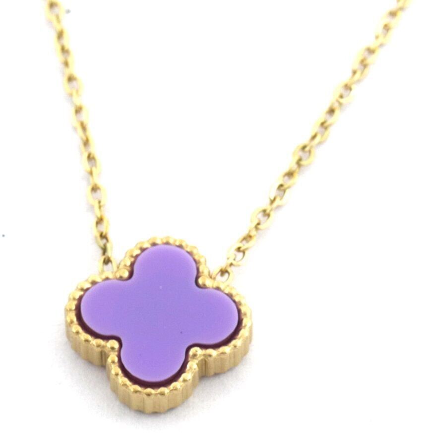 B-C8.2 N088-049G S.Collana in acciaio Clover Viola