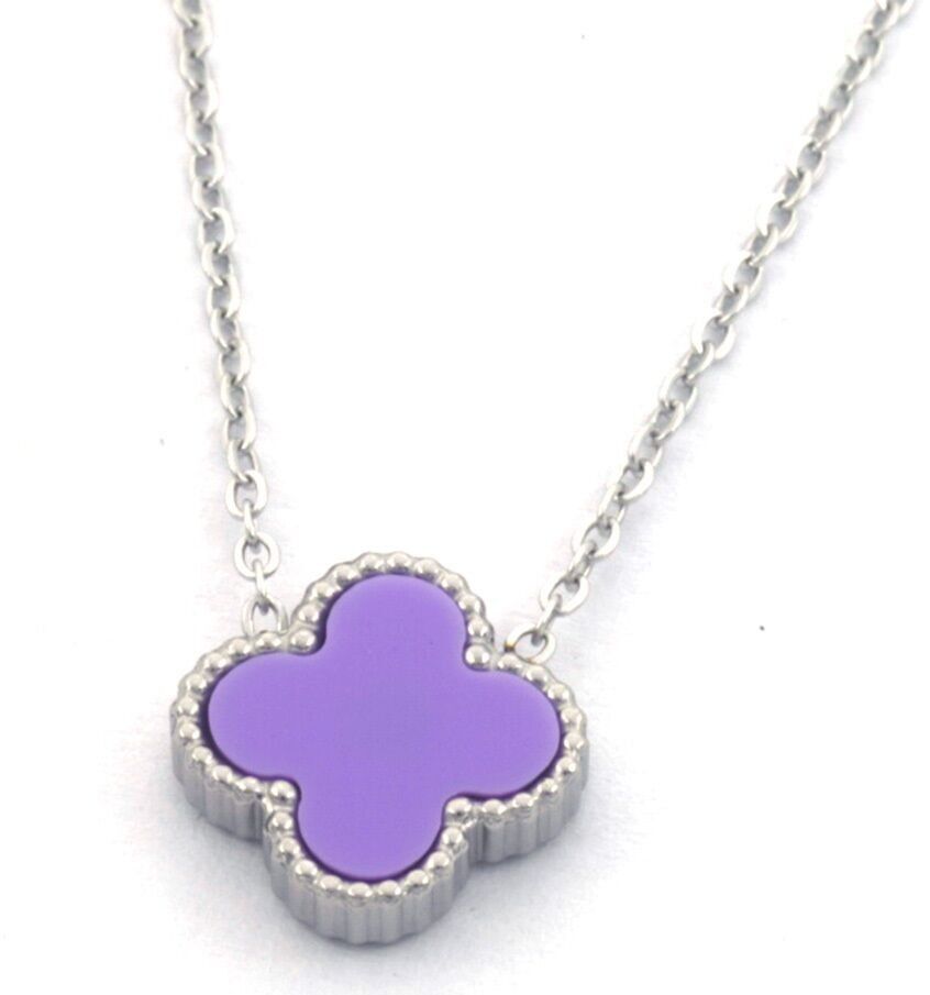 A-F5.5 N088-049S S.Collana in acciaio Clover Viola
