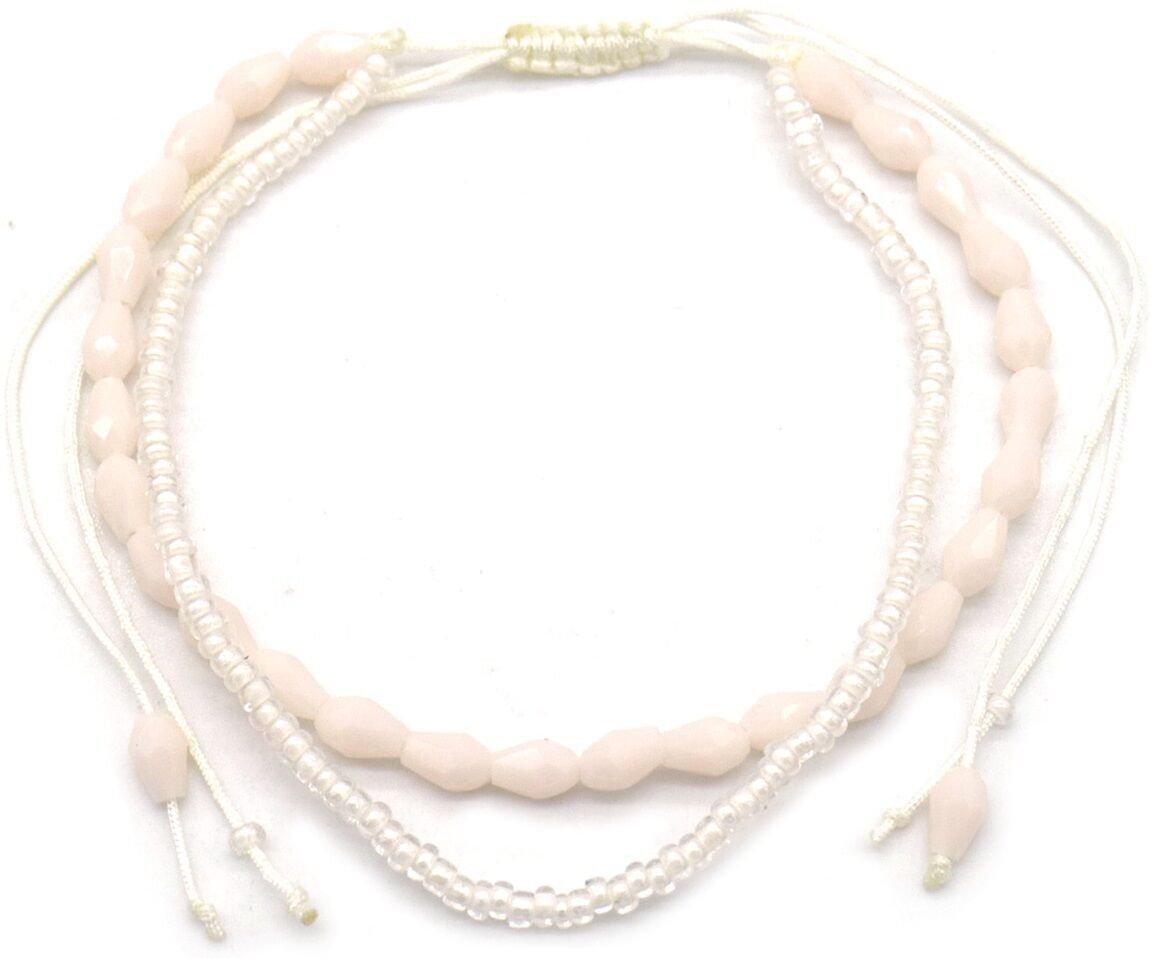 J-C7.1 ANK830-080-2 Cavigliera Perle di vetro stratificate Beige