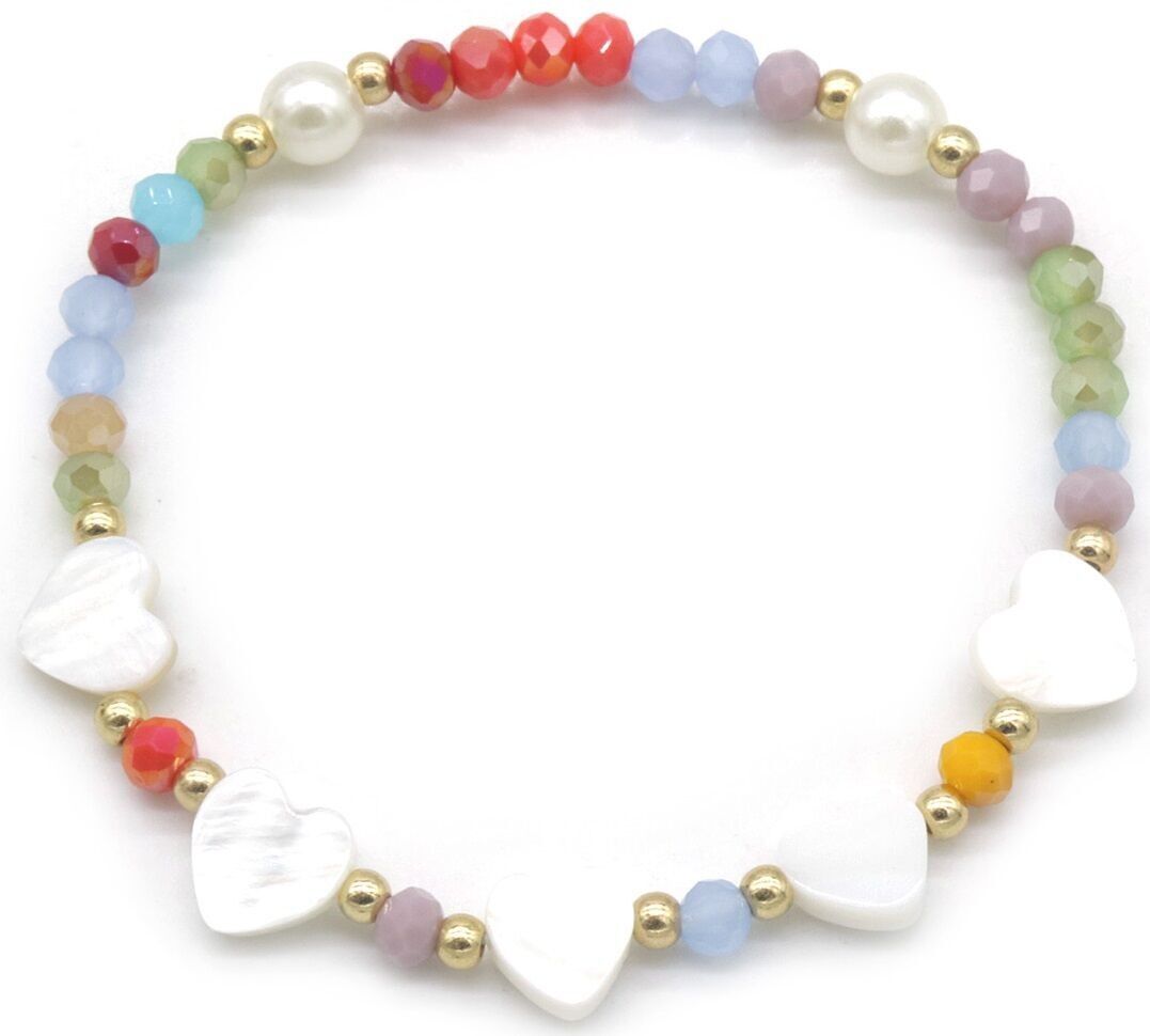 E-C6.1 B1670-016-1 Braccialetto Cuori di perline di vetro