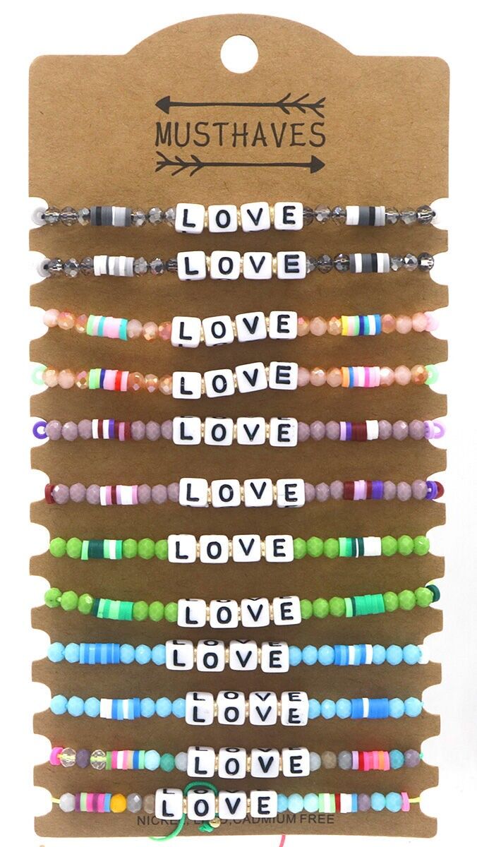 F-B13.1 B2343-011 Set di bracciali LOVE 12 pezzi