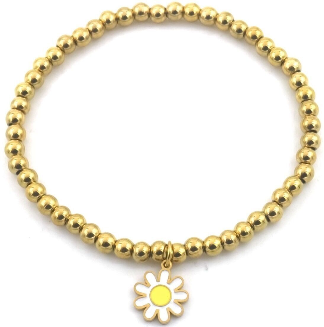 F-E22.1 B1661-135-1 S.Bracciale in acciaio Fiore Bianco