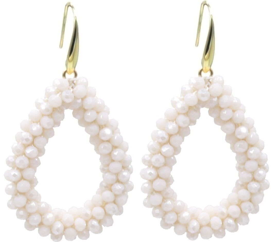 F-B11.2 E007-001-38 Perle di vetro sfaccettate 4.5x3.5 cm Beige