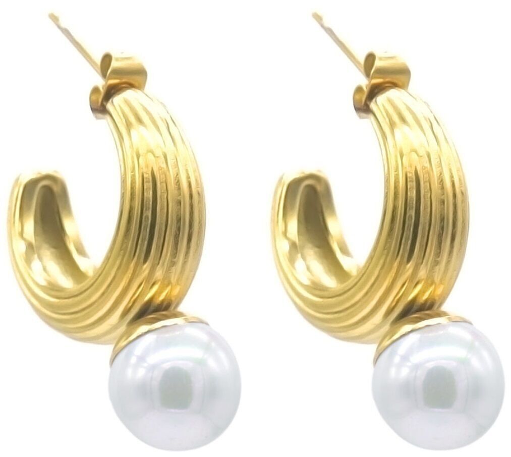 A-F9.1 E101-010G S. Orecchini in acciaio Perla 3.5cm