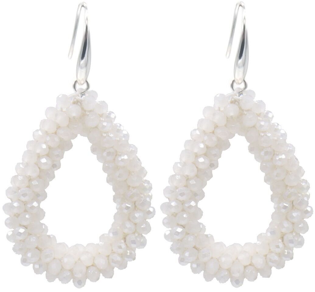 D-A9.2 E007-001-48-5 Perle di vetro sfaccettato 4.5x3.5 cm Bianco