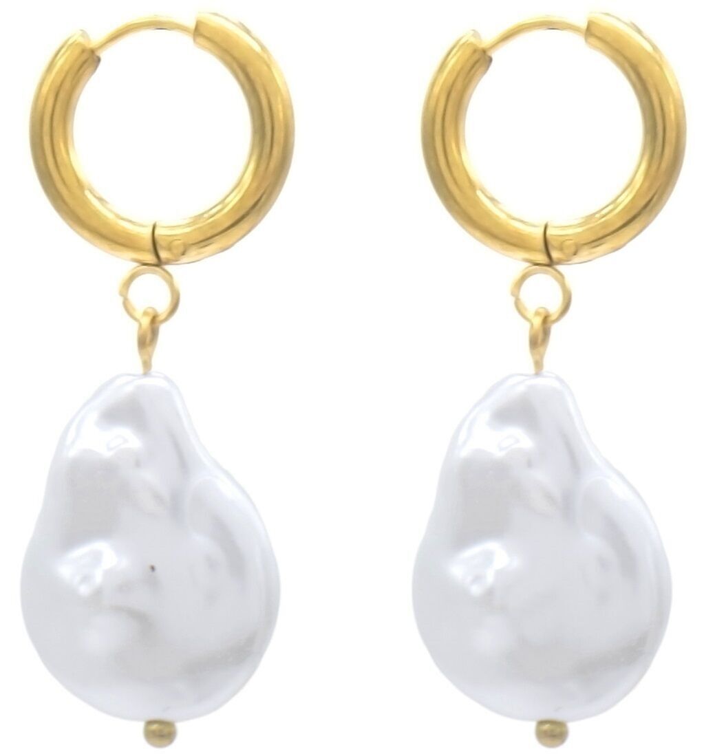 D-B19.3 E103-229G S. Orecchini in acciaio Perla 3.5cm