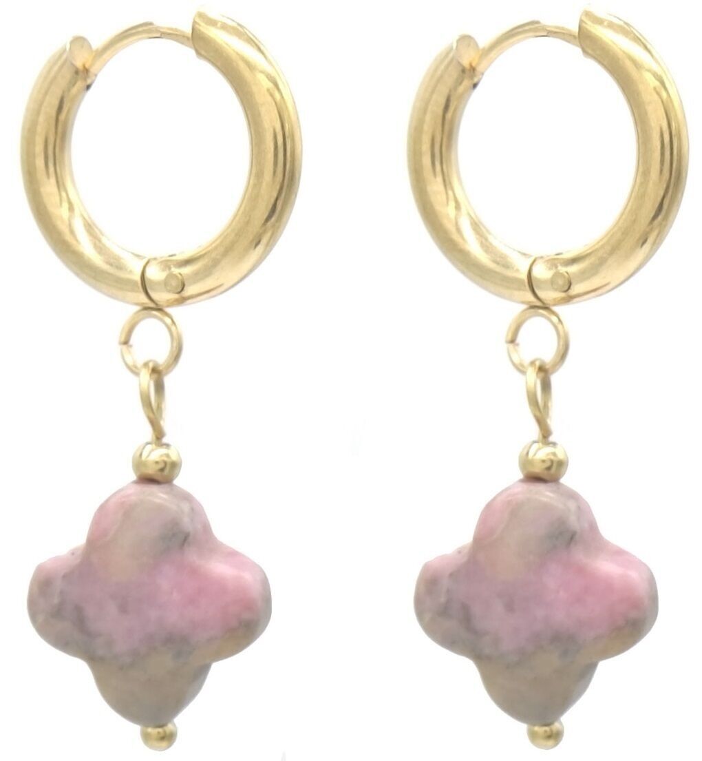 H-F7.2 E2435-004-4 S.Orecchino in acciaio con pietra a forma di trifoglio 3 cm viola