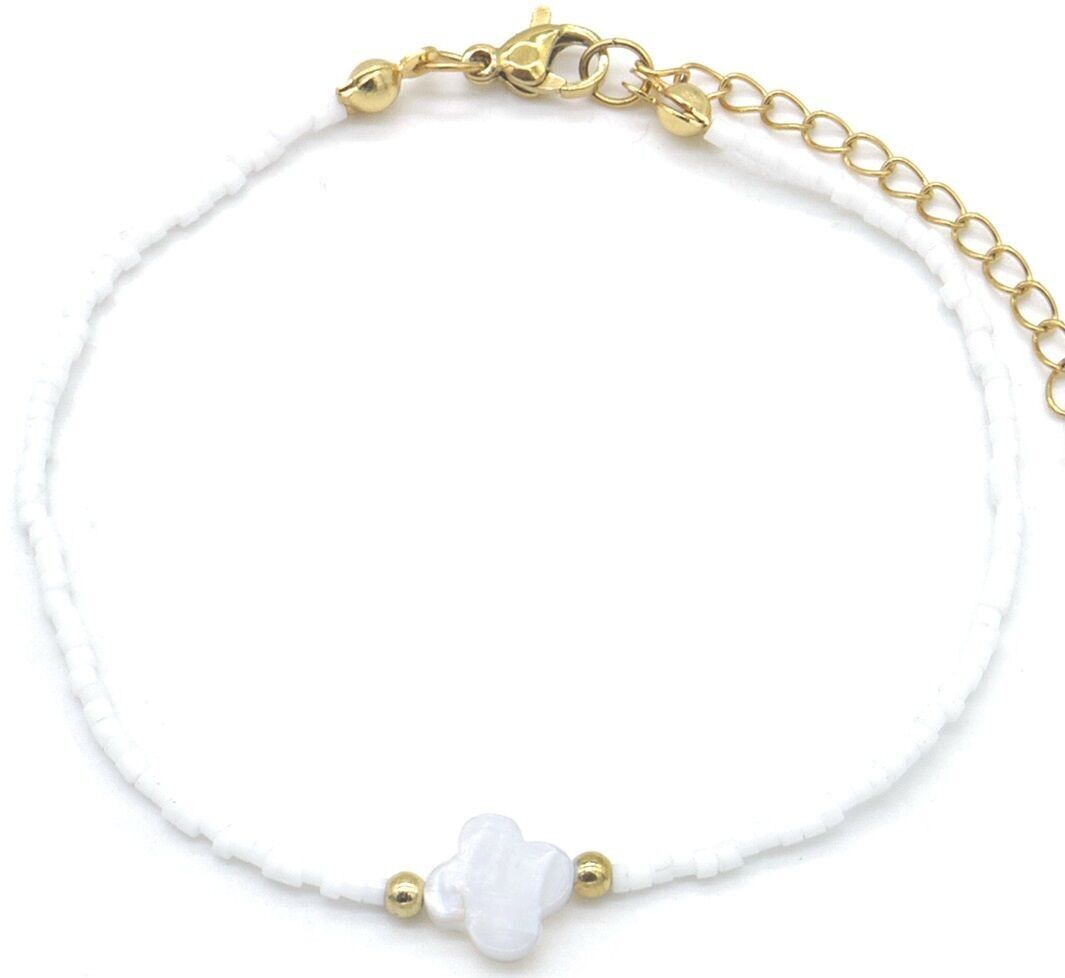 G-D24.2 B103-045-1 S.Bracciale in acciaio e perle di vetro Trifoglio